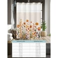 thumbnail image 6 of No Hook Shower Curtain with Snap in Liner Fall Flower Shower Curtain -Fabric Waterproof Inner Liner, Watercolor Wild Floral Leaf Linen Texture Shower Curtains Washable 72"x78", 6 of 9