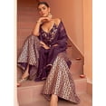 thumbnail image 3 of Janasya Women's Purple Brocade Woven Design Dress with Palazzo and Dupatta, 3 of 5