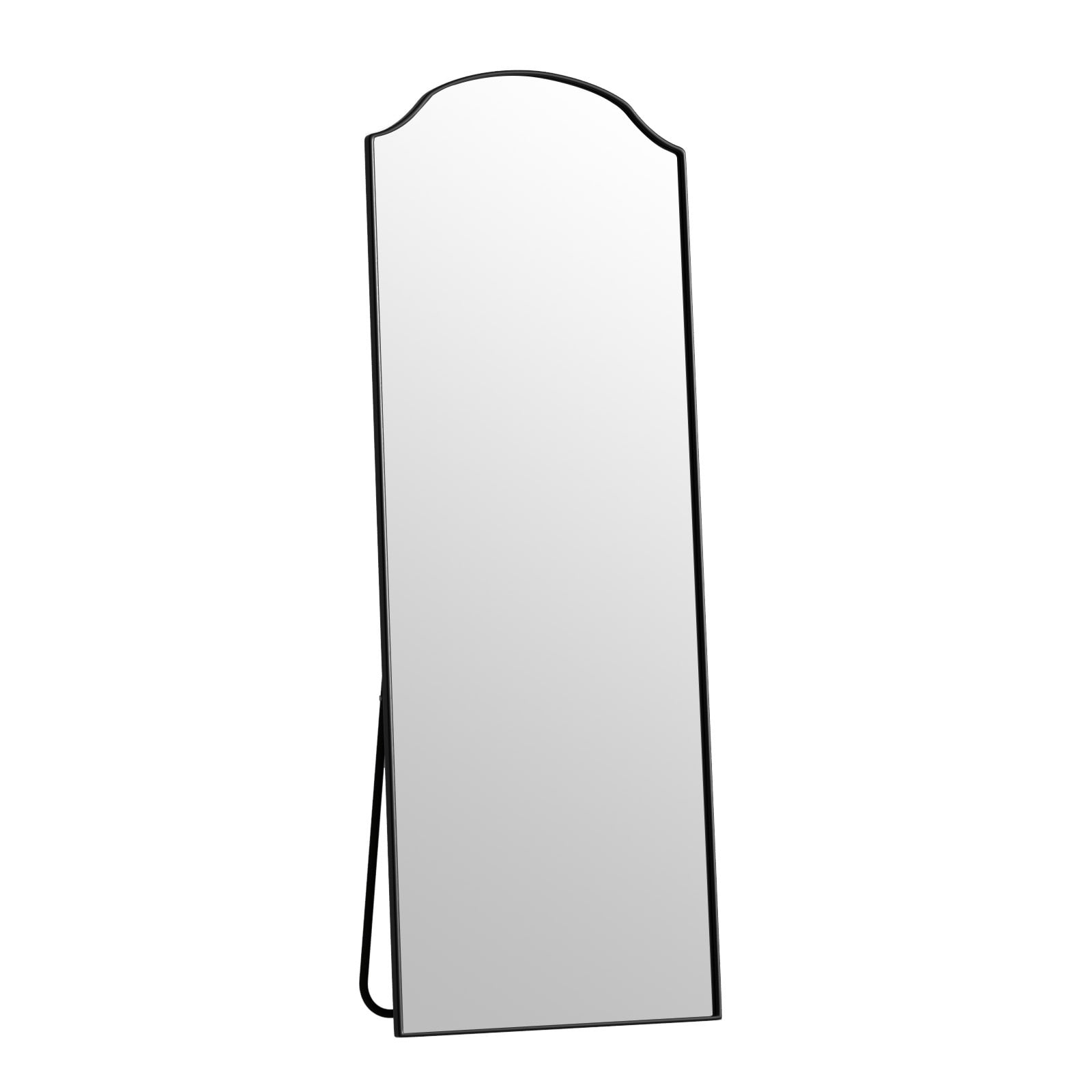 Gleamira 24"x65" Arched Full Length Floor Mirror Unique Top Wall-Mounted Leaning Mirror with Metal Frame, Black
