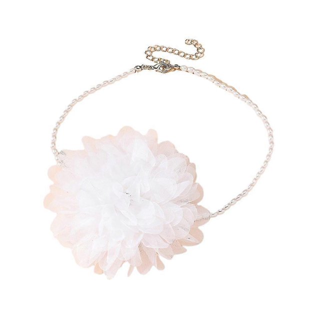 Gauze Flowers Collar Necklace Elegant Clavicle Chain Necklace Simple Choker--White-Product code 48157 White