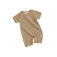 thumbnail image 2 of Miaouyo Baby Girls Boys Romper Solid Color Short Sleeve Crew Neck Jumpsuits Summer Casual Clothes Waffle Infant Bodysuits, 2 of 10