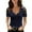 W Dark Blue, variant on Women Short Sleeve T Shirt Off Shoulder Commuting Pullover V-neck Lace Bottoming Blouse Tops