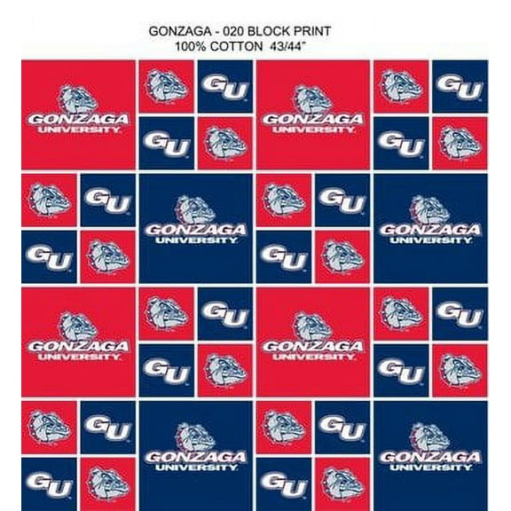 Gonzaga University Fabric Fine Cotton Classic Geometric Design-Sold by the Yard