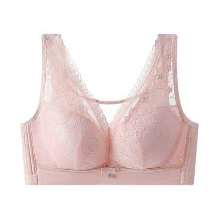 Yyeselk Woman s Lace Mesh Bra No Underwire Bras Push Up Comfort Wireless Bra Full Coverage Bra Daily Brassiere Pink 38/85C
