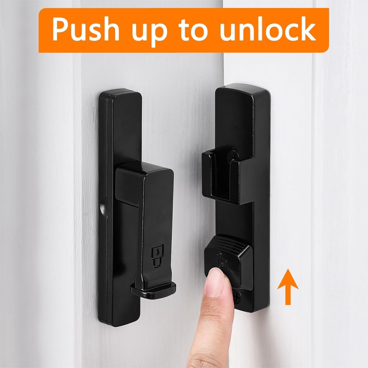 JJEAN-Black 90 Degree Barn Door Lock,Flip Gate Latches Hardware,Zinc Alloy Right Angle Door Lock Latch,Protect Privacy,for Barn Door,Cabinets,Windows,Garden,Bathroom
