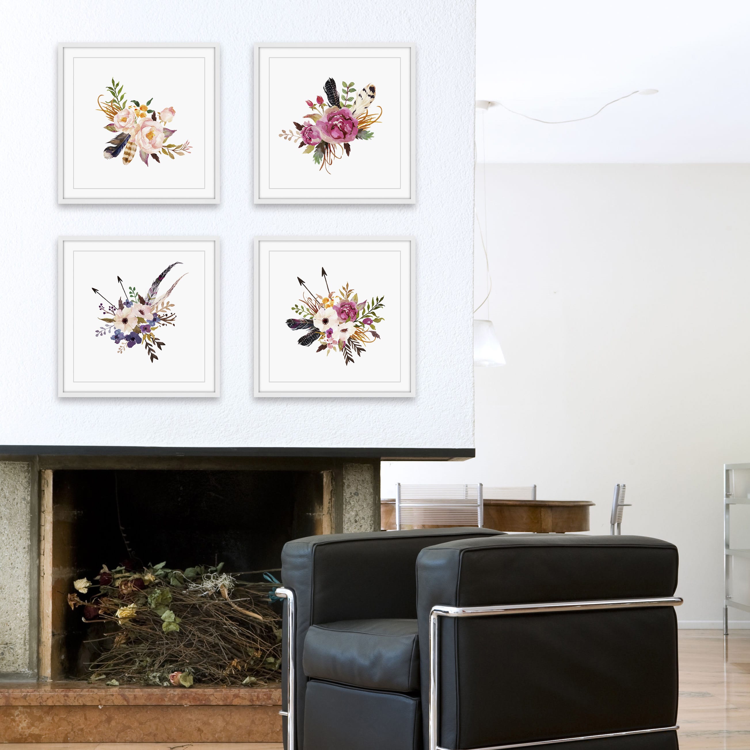 Floral Sprays Quadriptych