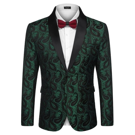 COOFANDY Mens Floral Tuxedo Jacket Paisley Shawl Lapel Suit Blazer Jacket for Dinner