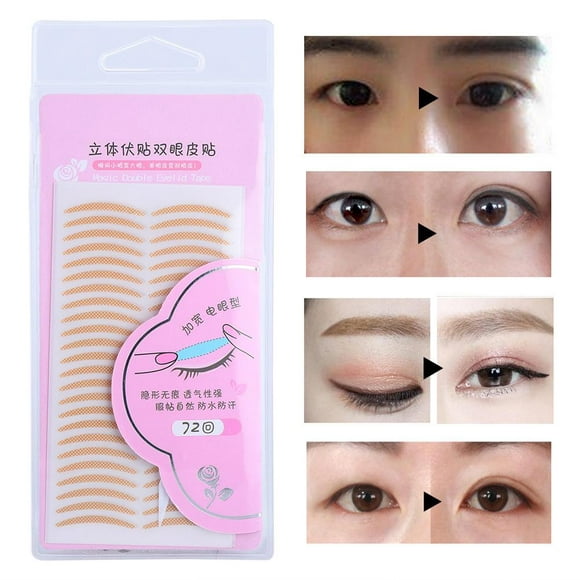 Domqga 72 Pairs Invisible Double Eyelid Tape Adhesive Eyelid Sticker Makeup Tool (Thin Strip Shape), Invisible Eyelid Tape, Double Eyelid Tape
