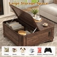 thumbnail image 5 of ANPOO 40" Farmhouse Lift Top Coffee Table with Charging Station, Square Wood Center Table with Large Hidden Storage Compartment for Living Room, 5 of 7