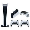 Sony Playstation 5 Digital Edition Console with Extra White Controller, DualSense Charging Station and Surge QuickType 2.0 Wireless PS5 Controller Keypad Bundle