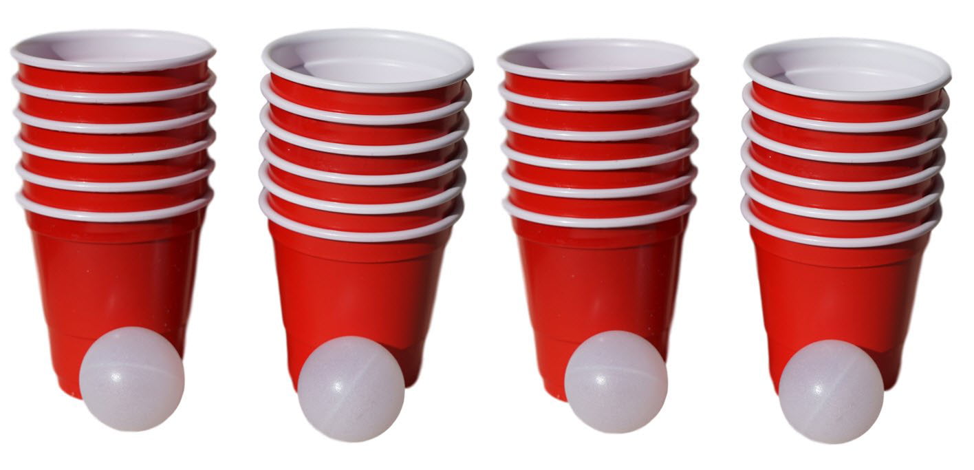 Shot Pong With Balls 16pcs 2 Balls BBQ Fun Drinking Games Mini Red Plastic Cups 