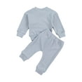 thumbnail image 3 of Franhais Baby Solid Color Clothes Set, Rainbow Embroidery Tops + Drawstring Waist Long Pants, 3 of 8