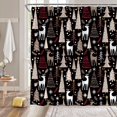 thumbnail image 2 of Christmas Shower Curtain Pine Tree Deer Reindeer Snowflake Winter Holiday Xmas Festival Wildlife Beige Black Small Stall Bathroom Home Curtain with Hooks,36x70 Inch, 2 of 6