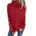 thumbnail image 2 of Suéter Holgado de Punto para Mujer, de Cuello Alto, Larga y Cuello Vuelto, de Invierno Vino Tinto XL, 2 of 8