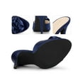 thumbnail image 2 of BLISSFUL STEP Flower Open Toe Slip on Stiletto Heel Slide Sandals for Women Dark Blue 8, 2 of 6