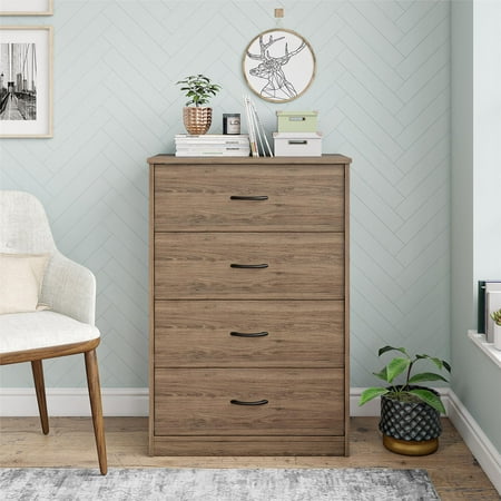 Mainstays Classic 4 Drawer Dresser Rustic Oak Finish Walmart Com