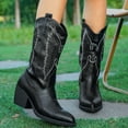 thumbnail image 4 of SACFOF Cowboy Boots For Women - Western Mid-Calf Cowgirl Boots - Wide Calf Pointed Toe Embroidered Fashion Western Chunky Pull On, 4 of 7
