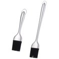 thumbnail image 1 of Paquete de 2 cepillos para rociar barbacoa de alta resistencia, 12 y 7 pulgadas, ideal para carne, pasteles y pasteles a la barbacoa (plateado), 1 of 5