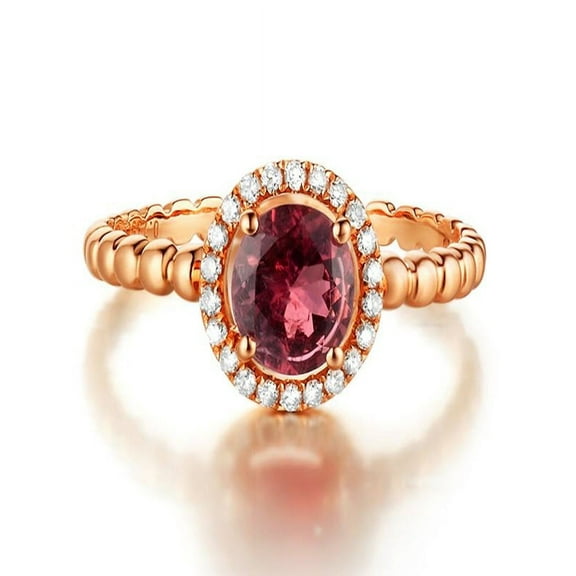 Excellent 1 Carat Ruby and Diamond Engagement Ring in Rose Gold