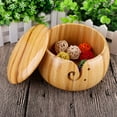 thumbnail image 4 of Bamboo Knitting Bowl, Handmade Needlework Yarn Bowl Holder with Lid Holes for DIY Crochet Knitting Home Organizer Knitting Sewing Supplies, 4 of 5