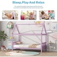 thumbnail image 6 of Bellemave Twin House Bed with Headboard and Footboard Sturdy Rubber Wood Platform Bed Frame, Montessori House Bed, No Box Spring Needed  (Twin, Pink), 6 of 10