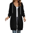 thumbnail image 2 of WIZUTIZ Women's Solid Color Oversized Zip Up Hoodie Long Coat Long Sleeve Pockets Loose Fit Casual Winter Warm Sweatshirt Outerwear, 2 of 7