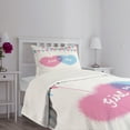 thumbnail image 5 of Ambesonne Modern Quilted Bedspread Set 2 Pcs, Simple Celebration Hearts, Twin Size, Pale Pink Blue, 5 of 6