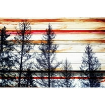 "Red Striped Sky" Painting Print on White Wood