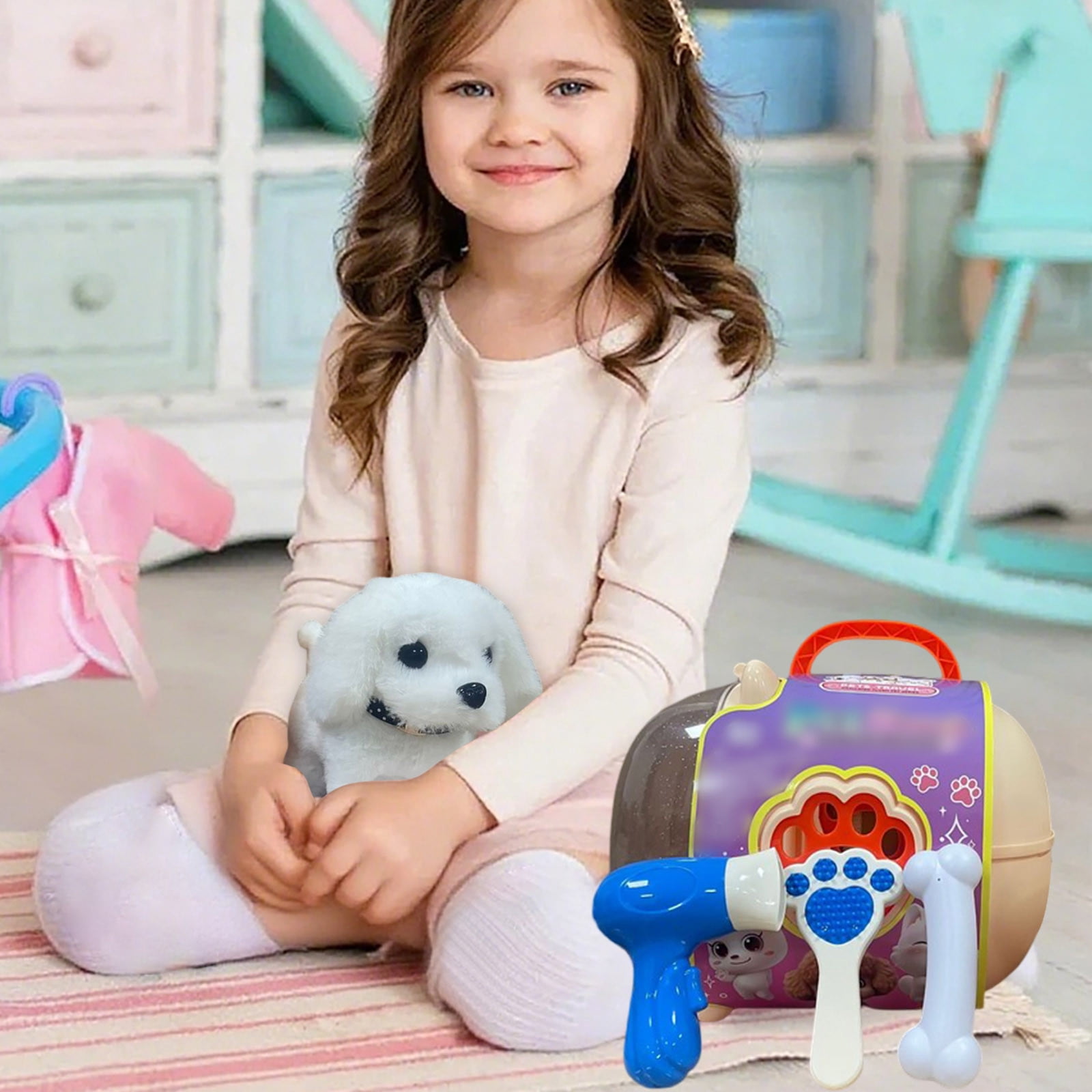 2026 Realistic Robotic Dog Cat Rabbit Toy Electronic Pet That Walks Barks Meows Wags Tail Interactive Plush Robot Animal Birthday Gift for K-ids Easter Present Christmas Halloween