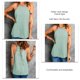 thumbnail image 5 of Blusa con cuello halter y nudo en la espalda, cuello elástico, blusa informal sin mangas de color puro para mujer, 5 of 6