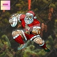 thumbnail image 2 of TiniDecor Rugby Santa Ornament 2025, Stained Glass Style Acrylic, Funny Christmas Tree Hanging, 2 of 4