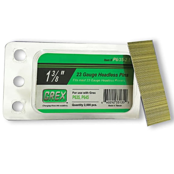 Grex P6/10-2.5 23 Gauge 3/8-Inch Length Headless Pins (2,500 Per Box)