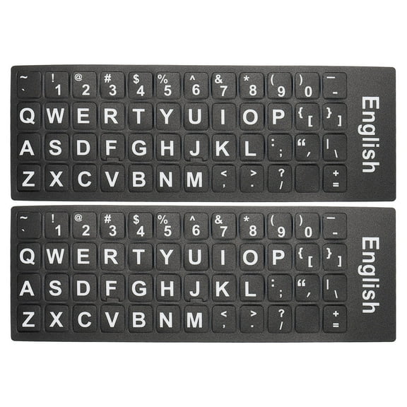 Uxcell English Keyboard Stickers Universal Keyboard Cover Frosted, Black Background White Lettering 2 Pack