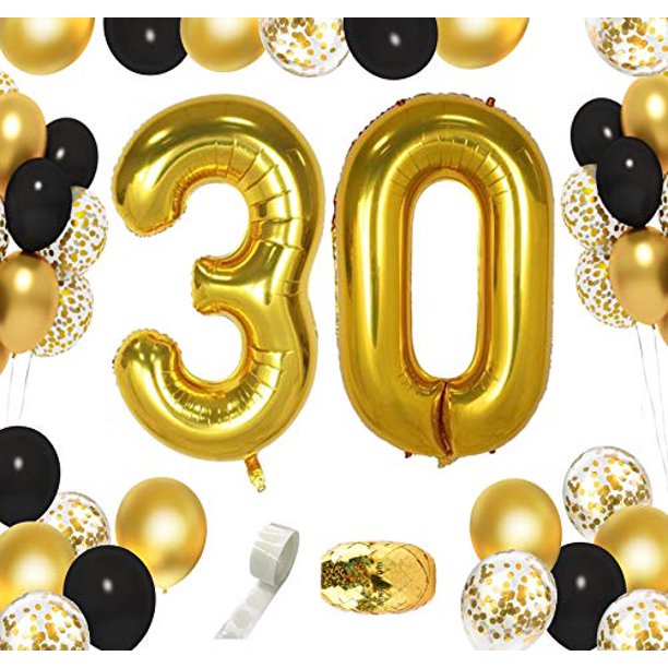 42inch 30 Number Balloons 30th Birthday Party Decorations For Him Her Men Women Giant 30 Gold