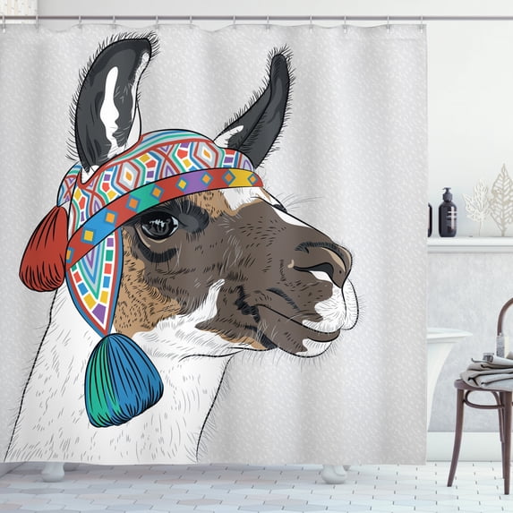 Ambesonne Llama Shower Curtain, Abstract Pattern, 69"Wx75"L, Multicolor