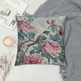 thumbnail image 2 of Romantic Pillow Sham  Vintage Country Sparrows Birds with Roses and Leaves Art Print, Quality Microfiber Bedding Item for All SeasonsPale Pink and Grey, 2 of 5