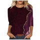 thumbnail image 2 of Pntutb - Camiseta holgada con estampado de moda para mujer, blusa de manga 3/4 de longitud media, cuello redondo, tops casuales Pntutb Pntutb-3474, 2 of 3