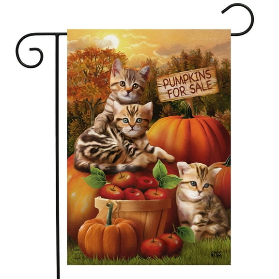 Briarwood Lane Fall Kittens Pumpkins Garden Flag