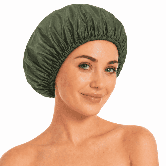 Keeygo Reusable Waterproof Shower Cap, Large Size, Green