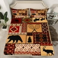 thumbnail image 2 of jejeloiu Wild Deer Bear Queen Sheet Sets,Rustic Western Aztec Flat Sheet,Boho Tribal Style Queen Fitted Sheet For Boys Kids,Microfiber Bedroom Decor,4-Piece, 2 of 7