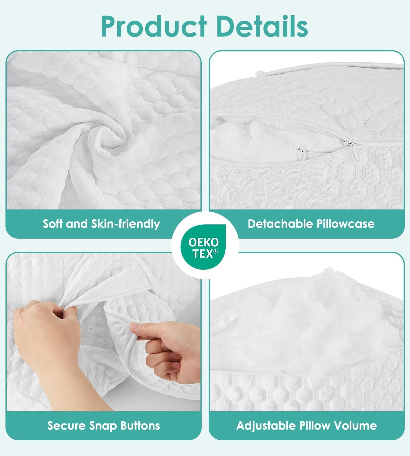 Pregnancy Pillow Cooling for Sleeping, Detachable and Adjustable Double-Sided Support Maternity Pillow Skin-Friendly for Pregnant Women Back, HIPS, Legs(30°Slope Design Verified by Expectant Mothers)