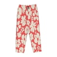 thumbnail image 4 of Disketp Beige Flowers Print Women'S Comfy Pajama Pants Casual Drawstring Palazzo Lounge Wide Leg Pants, 4 of 9