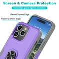 thumbnail image 5 of For iPhone 15,15 Pro,15 Plus,15 Pro Max Case with Screen Protector,Heavy Duty Shockproof Full Body Protective Phone Cover,Built in Rotatable Magnetic Ring Holder Kickstand for iPhone 15 -Purple, 5 of 8
