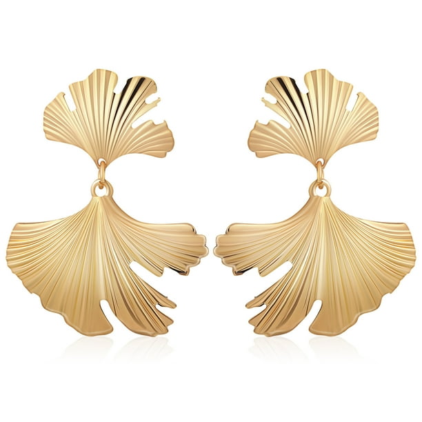 1 par de pendientes colgantes con diseño de hojas, joyería llamativa para mujer, pendientes de metal, elegantes pendientes colgantes para fiesta de graduación, boda