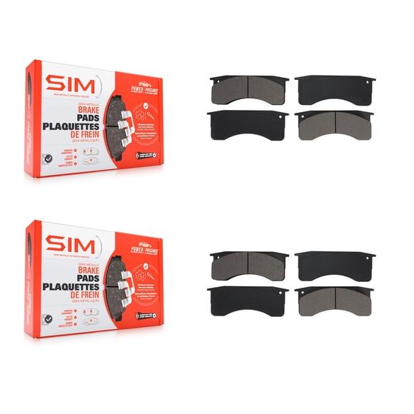 SIM Front Rear Semi-Metallic Brake Pads Kit for Car IC Corporation International CE School Bus Commercial 4300 Hino 4300LP Blue Bird 268 Vision 4400 258 Freightliner FL60 All American FE HC KSM-100546