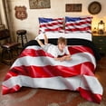 thumbnail image 3 of Manfei Realistic USA Flag Full Size Comforter Sets, July 4th Bedding Comforter Set, Red White Blue, Black Reversible 3-Piece, 1 Comforter and 2 Pillowcases, 3 of 6