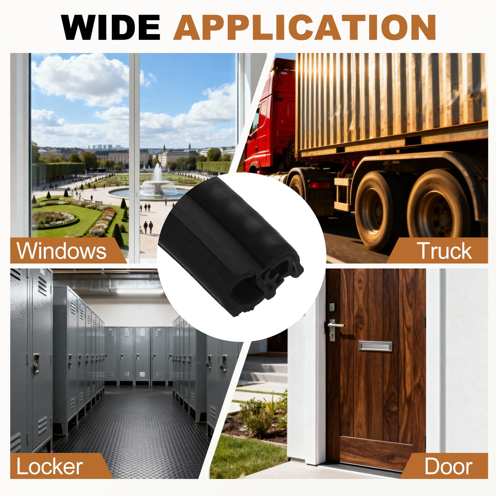Door Weather Stripping 6.5FT, 18mm W x 12mm H EPDM Car Door Rubber Edge Trim Seal Strip Gasket with Side Bulb Fit 0.5mm to 2.5mm Edge for Electrical Cabinet Car Boat Truck, Black