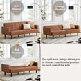thumbnail image 6 of 76" Modern Loveseat Sofa with Armrests, Convertible Futon Sofa Bed, Lounge Couch for Living Room (Faux Leather, Brown), 6 of 7