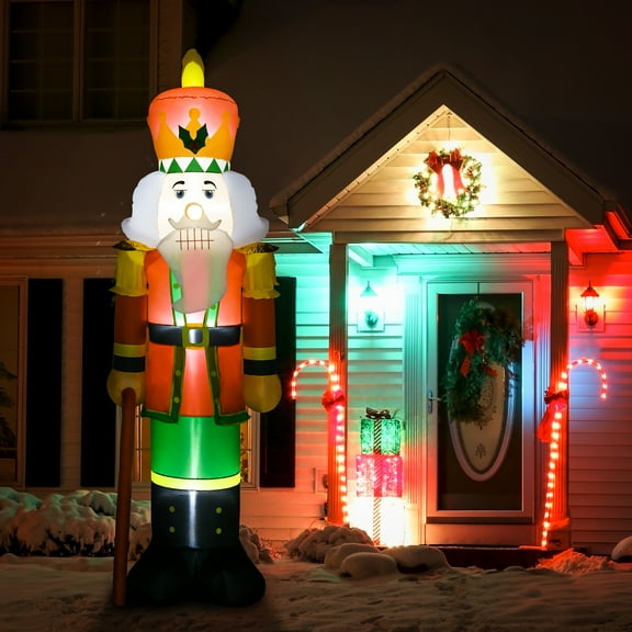 HOMCOM 8' Inflatable Christmas Nutcracker Soldier, Blow-Up LED Yard Display