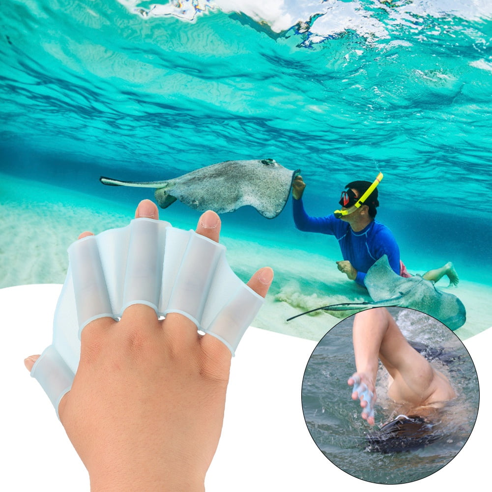 FAGINEY 1 Pair bed Gloves Finger Swimming Diving Fins Swim Flippers